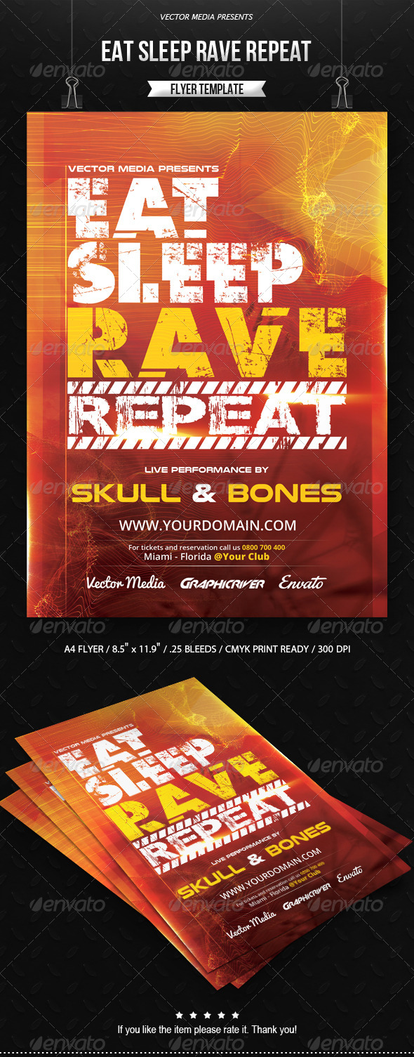 Eat Sleep Rave Repeat - Flyer, Print Templates | GraphicRiver