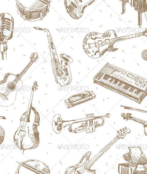 Music Instruments Pattern, Vectors | GraphicRiver