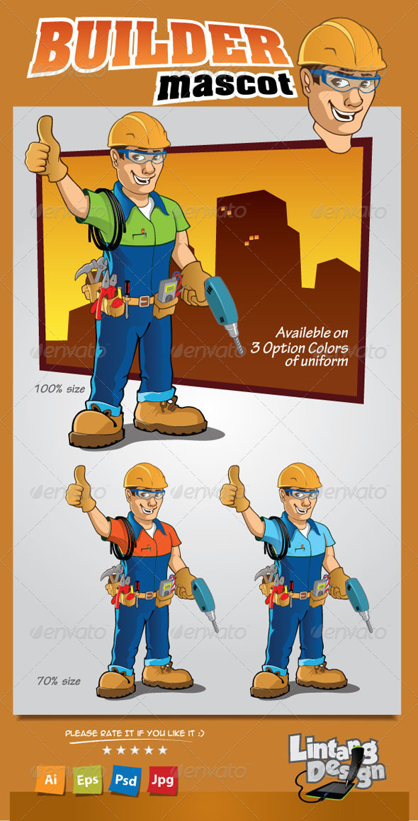 Builder Mascot, Vectors | GraphicRiver