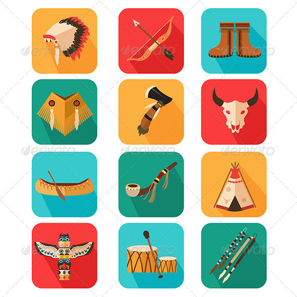 Native Americans Icons, Vectors | GraphicRiver