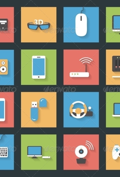 Computers, Peripherals and Network Devices Flat, Vectors | GraphicRiver