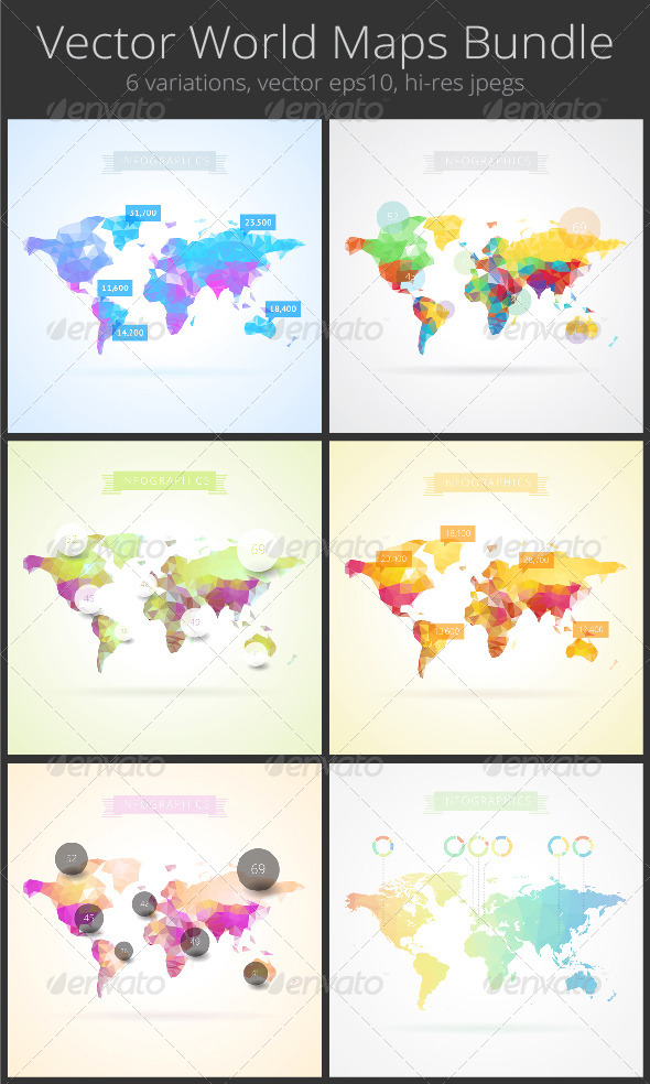 World Map with Elements of Infographics, Vectors | GraphicRiver