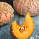 Galeux d Eysines Pumpkin Slice With Seeds On Rustic Table Galeux d Eysines Pumpkin Slice With Seeds On Rustic Table - PhotoDune Item for Sale