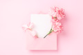 Blank Card in Pink Envelope with Carnations. Blank Card in Pink Envelope with Carnations. - PhotoDune Item for Sale