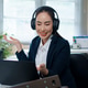 Female consultant, customer service or tech support crm with headphones, microphone or help desk Female consultant, customer service or tech support crm with headphones, microphone or help desk - PhotoDune Item for Sale