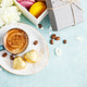 Cup of coffee with foam and chocolate candies Cup of coffee with foam and chocolate candies - PhotoDune Item for Sale