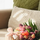Tulip Bouquet and Gift Box on Cozy Sofa. Warm Spring Flatlay with Soft Textures Tulip Bouquet and Gift Box on Cozy Sofa. Warm Spring Flatlay with Soft Textures - PhotoDune Item for Sale