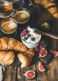 Breakfast with croissants, homemade ricotta, figs, fresh berries, honey, espresso Breakfast with croissants, homemade ricotta, figs, fresh berries, honey, espresso - PhotoDune Item for Sale