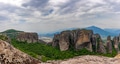 Scenic panoramic view to Meteora monasteries Scenic panoramic view to Meteora monasteries - PhotoDune Item for Sale