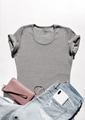 Gray slim fit t-shirt with jeans and leather pink feminine bag above white background Gray slim fit t-shirt with jeans and leather pink feminine bag above white background - PhotoDune Item for Sale