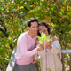 Couple with leaf smiling. Couple with leaf smiling. - PhotoDune Item for Sale