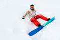 snowboarder is sitting in the snow with snowboard snowboarder is sitting in the snow with snowboard - PhotoDune Item for Sale