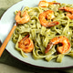 tagliatelle with spinach, in cream sauce, with shrimp, homemade, no people, tagliatelle with spinach, in cream sauce, with shrimp, homemade, no people, - PhotoDune Item for Sale