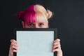 face of pink haired highschool girl looking at camera face of pink haired highschool girl looking at camera - PhotoDune Item for Sale