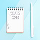 The inscription goals 2026 on notepad on blue background, top view. The inscription goals 2026 on notepad on blue background, top view. - PhotoDune Item for Sale