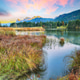 Amazing view of Wagenbruchsee (Geroldsee) lake with Wetterstein mountain range on background. Amazing view of Wagenbruchsee (Geroldsee) lake with Wetterstein mountain range on background. - PhotoDune Item for Sale