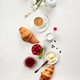 Minimal French Breakfast Flat Lay with Croissants and Coffee Minimal French Breakfast Flat Lay with Croissants and Coffee - PhotoDune Item for Sale
