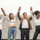 Diverse Group of Happy Teen Friends Raising Hands Together in City Diverse Group of Happy Teen Friends Raising Hands Together in City - PhotoDune Item for Sale