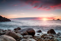 Sunset at Porth Nanven Cove in cornwall Sunset at Porth Nanven Cove in cornwall - PhotoDune Item for Sale