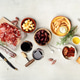 Wine and Charcuterie Board with Cheese Olives and Snacks Wine and Charcuterie Board with Cheese Olives and Snacks - PhotoDune Item for Sale