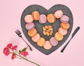 Still life, macarons, heart shape. Table setting Still life, macarons, heart shape. Table setting - PhotoDune Item for Sale