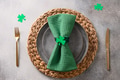 St Patrick's Day party table setting with festive green decor. St Patrick's Day party table setting with festive green decor. - PhotoDune Item for Sale