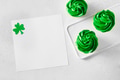 Patrick's Day cupcake with green whipped cream and blank with shamrock . Patrick's Day cupcake with green whipped cream and blank with shamrock . - PhotoDune Item for Sale