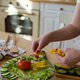Cooking in kitchen diet menu, healthy food, ready snacks. Chef's hands in the table setting frame Cooking in kitchen diet menu, healthy food, ready snacks. Chef's hands in the table setting frame - PhotoDune Item for Sale