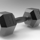 Sleek metallic black hexagonal 10 kg dumbbell. Sleek metallic black hexagonal 10 kg dumbbell. - PhotoDune Item for Sale