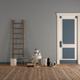 Room with closed door after painting with paint cans, brushes and ladder Room with closed door after painting with paint cans, brushes and ladder - PhotoDune Item for Sale