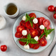 Caprese salad with tomato, basil and mozzarella. Italian salad. Italian food. Caprese salad with tomato, basil and mozzarella. Italian salad. Italian food. - PhotoDune Item for Sale