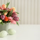 Easter Tulip Bouquet with Decorated Eggs. Festive Spring Arrangement Easter Tulip Bouquet with Decorated Eggs. Festive Spring Arrangement - PhotoDune Item for Sale