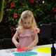 Blonde caucasian girl with playing with slime recording video blog. Online instruction, child Blonde caucasian girl with playing with slime recording video blog. Online instruction, child - PhotoDune Item for Sale