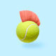 Humor pop art fun tennis ball with a pink mohawk hairstyle. Humor pop art fun tennis ball with a pink mohawk hairstyle. - PhotoDune Item for Sale