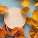 Wooden podium with autumn leaves. the view from above. Flat lay Wooden podium with autumn leaves. the view from above. Flat lay - PhotoDune Item for Sale