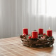 Cozy modern home with advent wreath on dining table. Celebrating time before Christmas. Cozy modern home with advent wreath on dining table. Celebrating time before Christmas. - PhotoDune Item for Sale