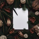 Christmas wish list with fir tree frame and natural christmas decoration on dark background. Christmas wish list with fir tree frame and natural christmas decoration on dark background. - PhotoDune Item for Sale