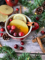 Christmas flat lay background of hot tea infused with fresh fruits in holiday mug on wooden surface Christmas flat lay background of hot tea infused with fresh fruits in holiday mug on wooden surface - PhotoDune Item for Sale