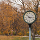 Classic clock in a park surrounded by autumn foliage during the golden hour of early evening Classic clock in a park surrounded by autumn foliage during the golden hour of early evening - PhotoDune Item for Sale