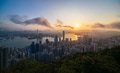 Aerial view of Hong Kong Central district and Victoria Harbour at sunrise, China Aerial view of Hong Kong Central district and Victoria Harbour at sunrise, China - PhotoDune Item for Sale