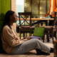 Chroma key on laptop with black female relaxing in hallway at home Chroma key on laptop with black female relaxing in hallway at home - PhotoDune Item for Sale
