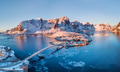 Aerial view at the Lofoten islands, Norway. Mountains and sea during sunset. Natural landscape Aerial view at the Lofoten islands, Norway. Mountains and sea during sunset. Natural landscape - PhotoDune Item for Sale