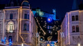 Night time cityscape with christmas light and decorations in Ljubljana, Slovenia. Night time cityscape with christmas light and decorations in Ljubljana, Slovenia. - PhotoDune Item for Sale