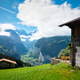 Chalets and Lauterbrunnen valley in Switzerland Chalets and Lauterbrunnen valley in Switzerland - PhotoDune Item for Sale