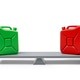 Two fuels on the scale. Fossil and biofuels. Clean fuel. Price parity. Energy transition Two fuels on the scale. Fossil and biofuels. Clean fuel. Price parity. Energy transition - PhotoDune Item for Sale