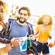 Young guys and girls dancing at sunset concert on summer vacation days Young guys and girls dancing at sunset concert on summer vacation days - PhotoDune Item for Sale