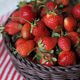 Ripe red strawberry in basket on tablecloth Ripe red strawberry in basket on tablecloth - PhotoDune Item for Sale