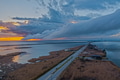 Aerial view of the causeway at sunset Aerial view of the causeway at sunset - PhotoDune Item for Sale
