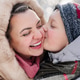 Hugging mother with teen son in snowy forest, faces close, smile, cheek kiss, warm family love Hugging mother with teen son in snowy forest, faces close, smile, cheek kiss, warm family love - PhotoDune Item for Sale