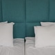 Minimal hotel bed with white pillows and turquoise upholstered headboard Minimal hotel bed with white pillows and turquoise upholstered headboard - PhotoDune Item for Sale